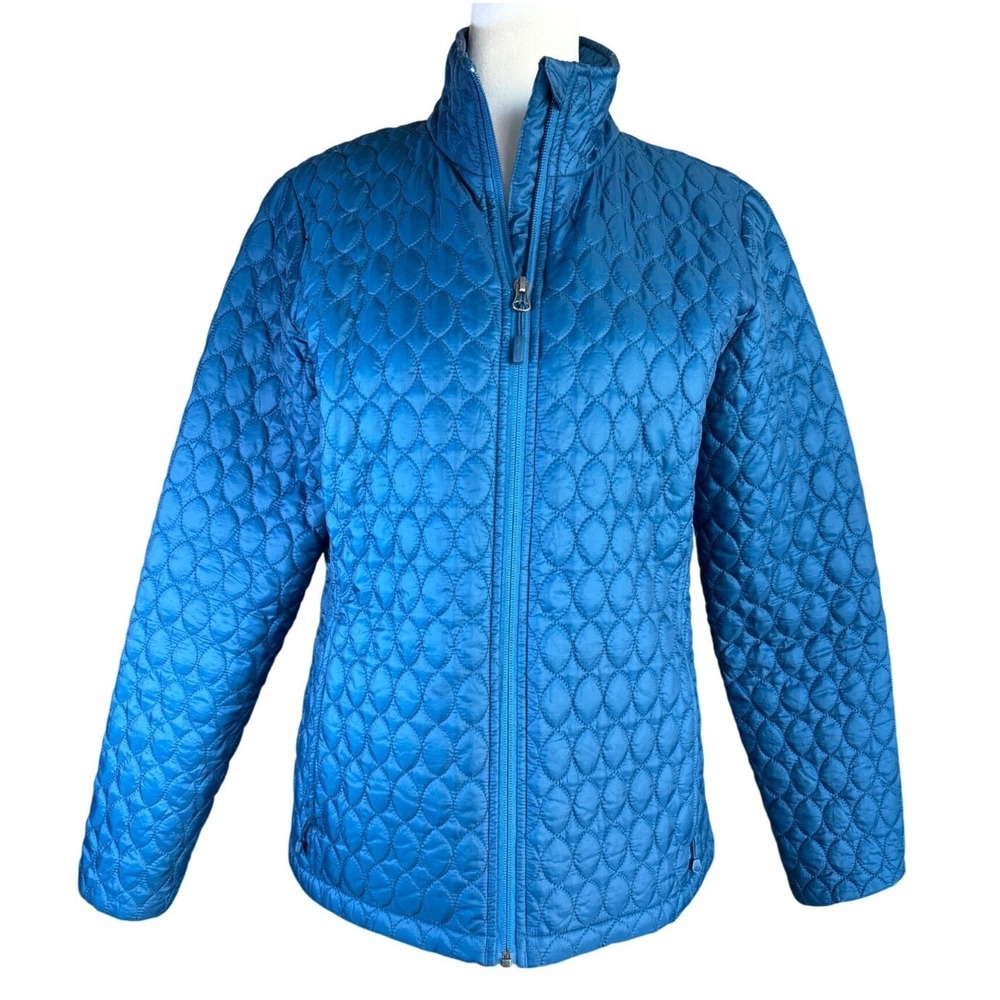 Lands End Women's Jacket Size Small Bright Blue Quilted Permaloft‎ Zip Outdoor